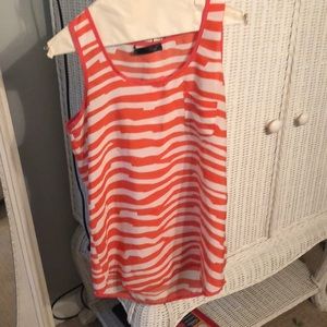 Orange and white striped pocket tank